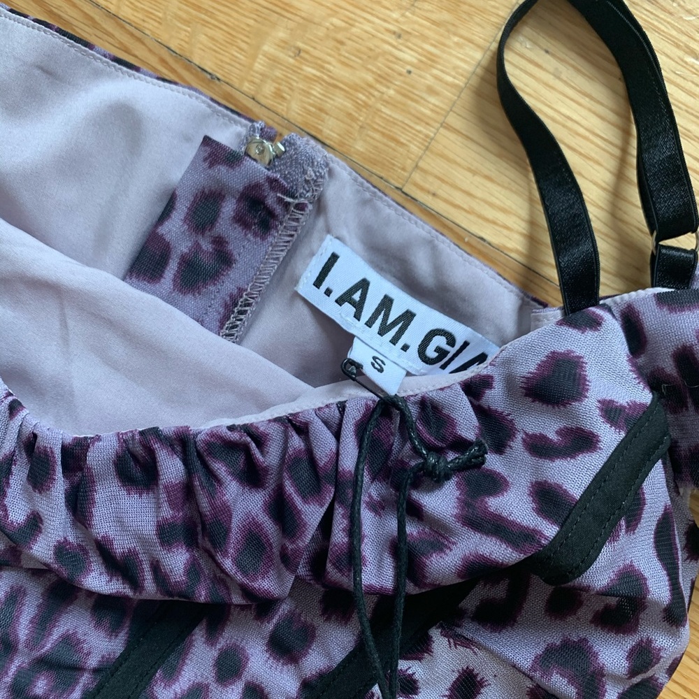 I AM GIA BRIDGET TOP PURPLE LEOPARD PRINT COSET - Picture 3 of 4